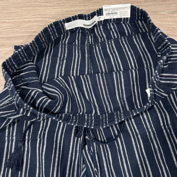 Sonoma Navy & Silver Striped Straight Leg Mid Rise Pants Size M New With Tags - Picture 7 of 16